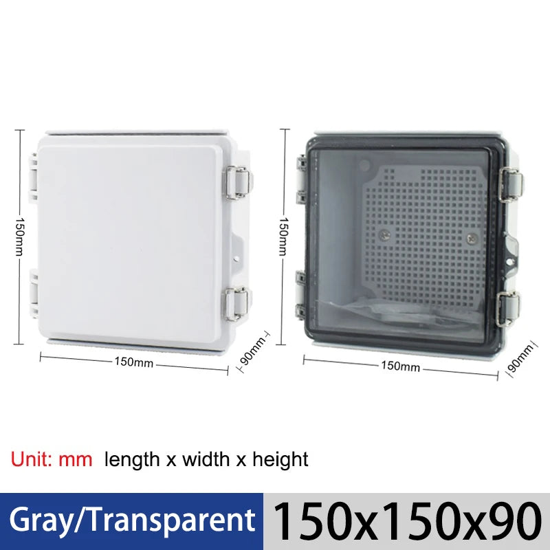 IP67 Waterproof Gray/Transparent Cover Enclosure Juction Box ABS Plastic Outdoor Electronic Instrument Hinge Case
