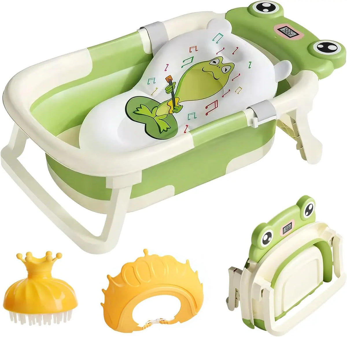 Eco-friendly Baby Bath with Temperature Indicator,Foldable Baby Bathtub for Newborn Baby Bath Tub,Infant Bath Tub with bath mat