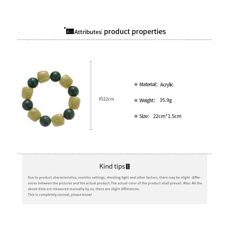 Acrylic Irregular Square Round Beaded Bracelet Bangle for Women Imitation Stone Chain Bracelet Hand Accessories Couple Gifts K