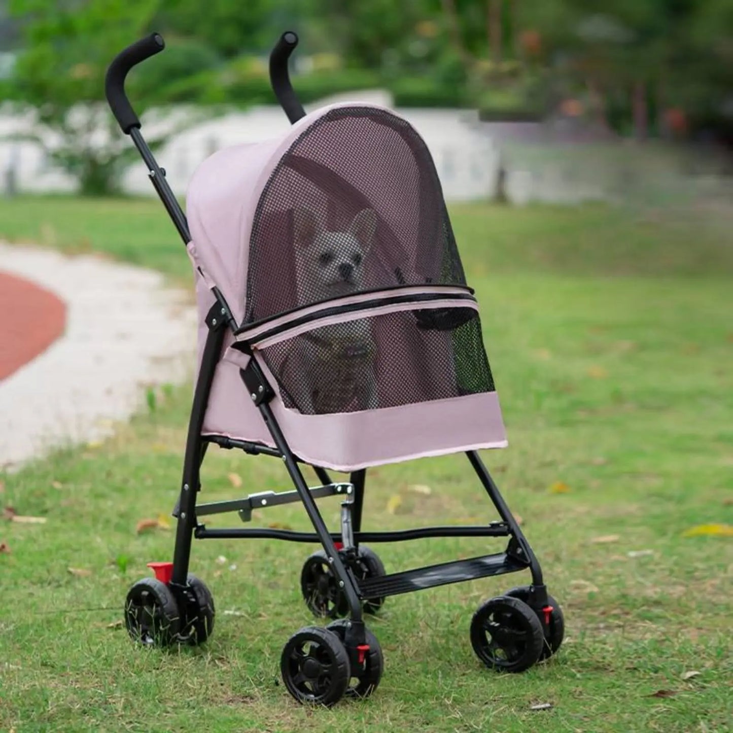 Foldable Pet Stroller Ventilated Lightweight Pet Stroller Brake System Cup Holder for Dogs, Travel, Park