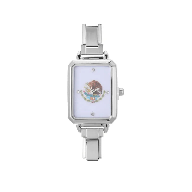 Fashion Colorful Dial Square Stainless Steel Women Watch Head Fit 9mm Bracelet For Party Friend Wife Birthday Jewelry Gifts