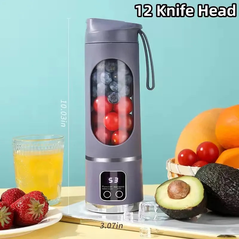 2026 New Household Charging MINI Crushed Ice Electric Juicer Powerful Motor 450ML Large Capacity Digital Display Juice Cup