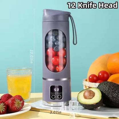 2026 New Household Charging MINI Crushed Ice Electric Juicer Powerful Motor 450ML Large Capacity Digital Display Juice Cup