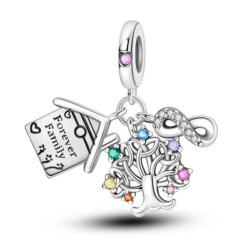 Original 925 Sterling Silver Charm Beads Clover Sunflower Tulip Carnation Pendant For Women Jewelry Fashion Gift