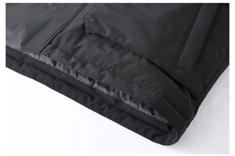 -30 Degree Down Parkas Men Windproof Hooded Thicken Multi-pocket Down Coat Casual Fashion Thick Warm Embroidered Design Parka