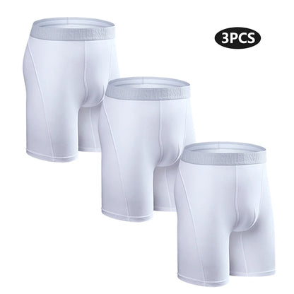 3pcs Long Boxers For Man Underware Lots Mens Underpants Cotton Men's Panties Family Boxershorts Boxer Sexy Male Shorts Calecon