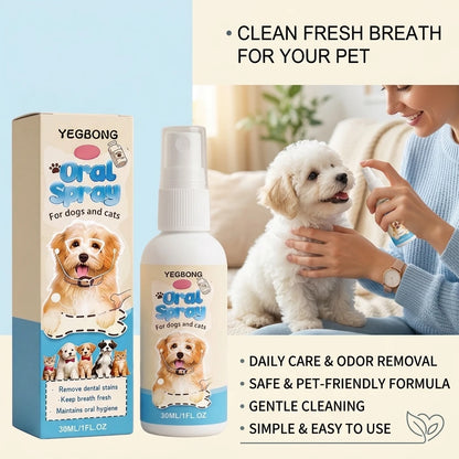 Pet Oral Spray Removing Dental Plaque Eliminating Odors Freshen Breath Soothing Gums Mild Formula No-Brush Pet Dental Care Agent