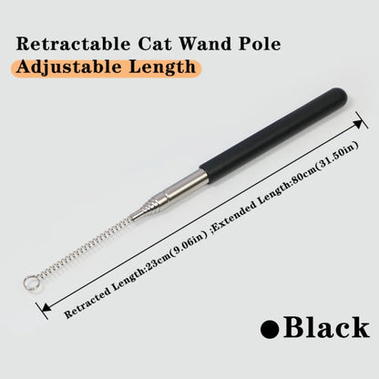 Retractable Cat Wand Pole Interactive with Hanging Loop DIY Cat Exercise Stick Stainless Steel Adjustable Length