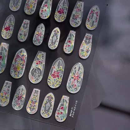 Wild Daisy Crystal Diamond Nail Sticker 5D Adhesive Flower Trendy Nail Art Stickers DIY Nail Art Decorations 3D Manicure Decals