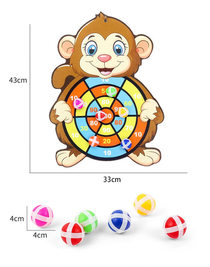 Animals Dart Board Games for Kids Montessori Target Sports Game Toys with 2 Sticky Balls Educational Games for Children Boy Girl