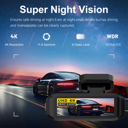 4K 3840*2160P Dash Cam WiFi GPS ADAS Front 4K Rear 2.5K DVR Video Recorder 24H Night Vision Dashcam Car Camera For Car Black Box