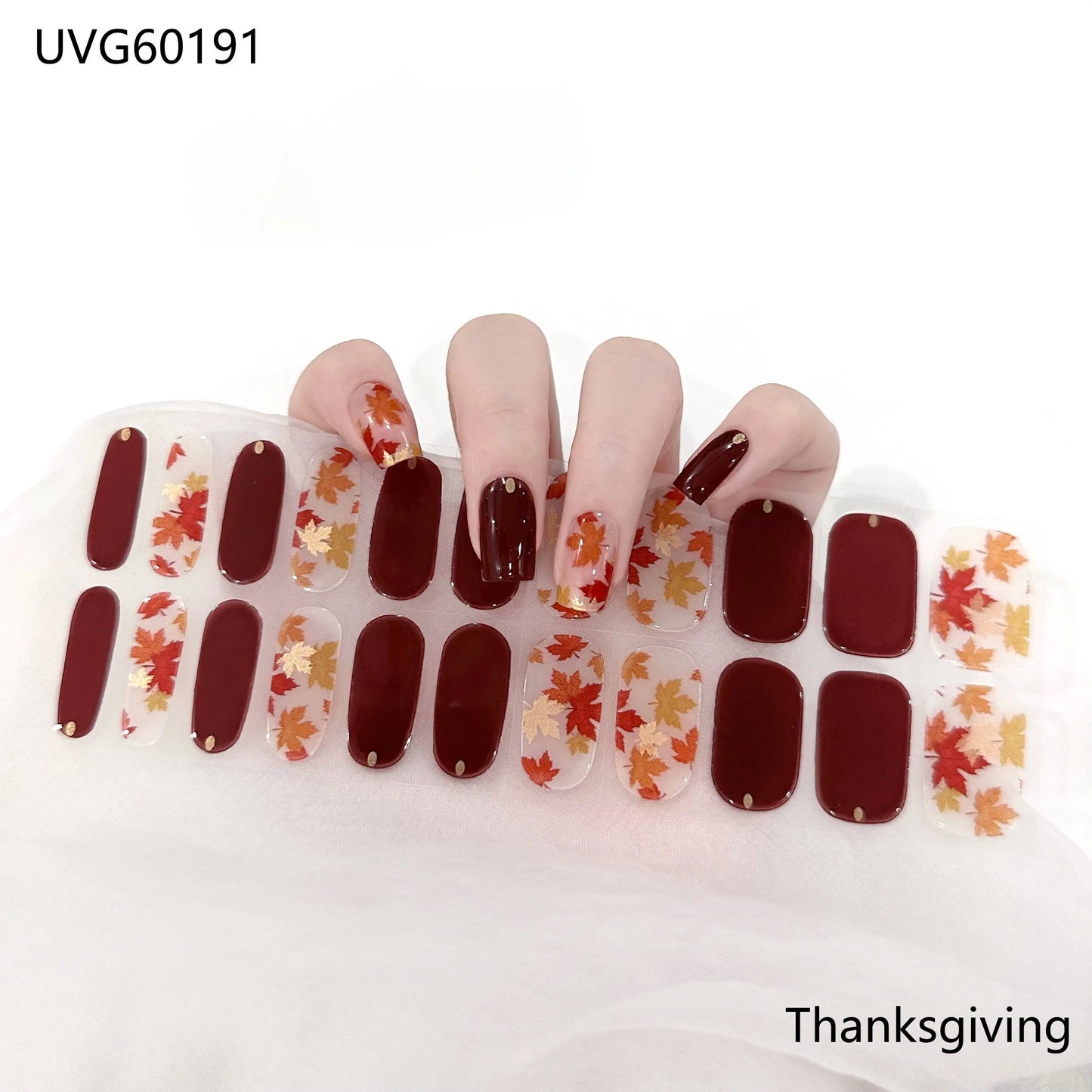 16/20/22Tips Semi-Cured Gel Nail Wraps Full Cover Manicure DIY Waterproof Long Lasting Gel Nail Stickers set for UV Lamp Need