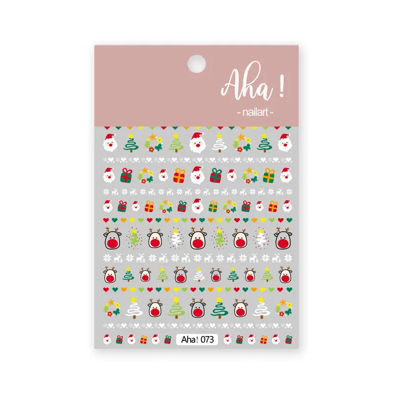 Winter Christmas Atmosphere Nail Stickers Snowman Snowflake Wapiti Self-adhesive High Quality Cute Nail Stickers Nail Art Deco