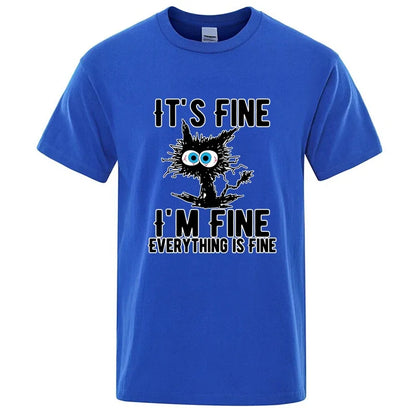 Men's High Quality T-shirt Cotton Blend Funny Cool Cat Printed T-shirt Casual Men Short Sleeve T-shirt for Men T-Shirt Male Top