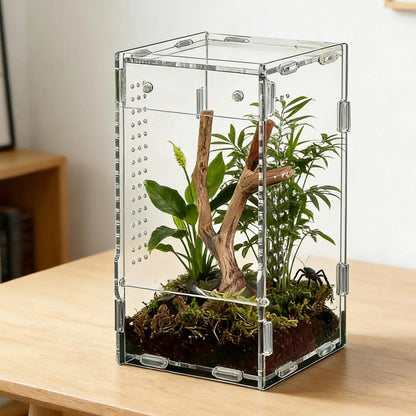 Reptile Enclosure Front Opening Escape Proof Habitat Acrylic Jumping Spider Habitat for Observation Home Pet Store Bedroom