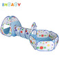Senior 3-in-1 Foldable Baby Playground Children's Game Tent Baby Ball Fence with Crawling Tunnel Basketball Frame Children Gifts