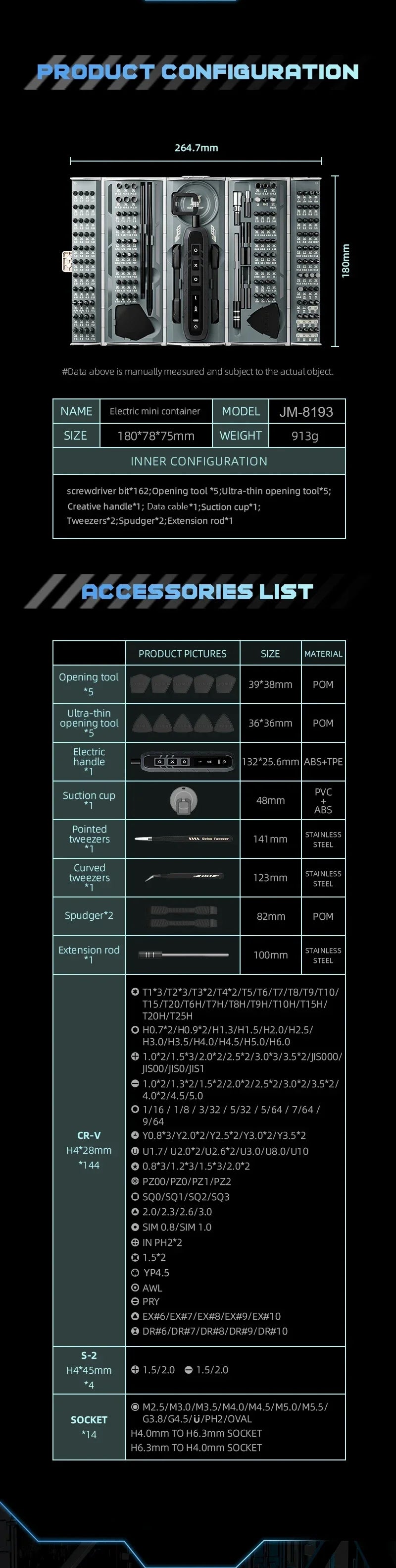 180 in 1 Precision Electric Screwdriver Set Magnetic Torx Hex Bits Repair Tools Power LED Equipment Power Tools Box Men Gift