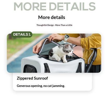 Luxury Double-Layer Eco-friendly ABS Material 4-Wheel Pet Stroller Small Large Dogs Cats Lightweight Travel Pet Carriers