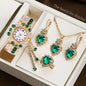 5PCS Luxury Rhinestone Women Watches Jewelry Set Fashion Adjustable Bangle Ladies Quartz Wristwatch Reloj Mujer（Without Box）