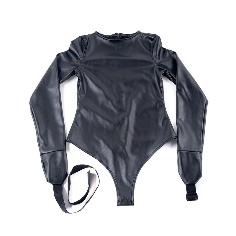 BDSM Leather Arm Binder Restraint Bodysuit Sexy Lingerie Fetish Bondage Straitjacket Slave Cosplay Binding Belts Couple Sex Toys