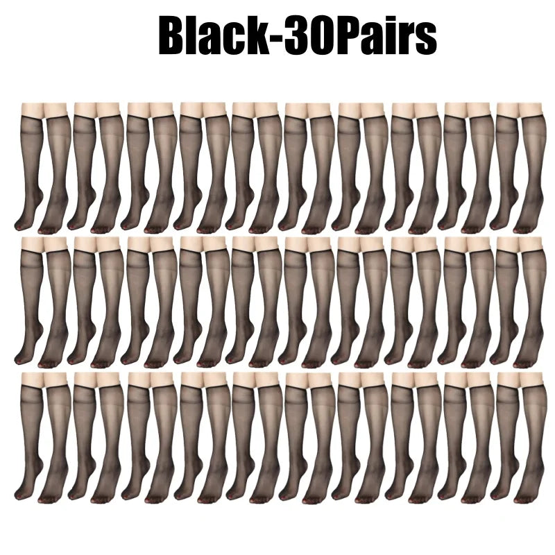 Summer Ultra-Thin Korean Style Invisible Thigh-High Socks Nude Seamless Mid-Calf Short Socks for Women Anti-Snag Sheer Stockings