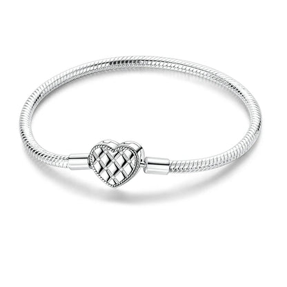Original 925 Sterling Silver Bracelets 17-20CM Love Heart Flowers Butterfly Charms Beads Bracelet For Women Fashion Jewelry Gift