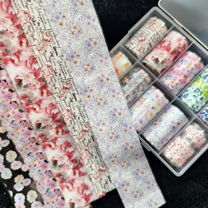 10Rolls Halloween  Flower Plaid Angel Marble  Bow Nail Foils Transfer Paper  Nail Art Stickers   Decal  Nails Decoration