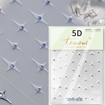 1 piece  5D silver nail stickers metal mini star nail art stickers high quality exquisite decals self-adhesive nail art stickers