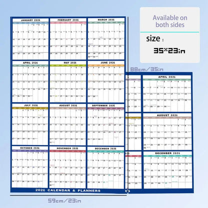 Large Dry Erase Calendar for Wall 2026 Wall Calendar 12 Month 24 X 36 Inch Yearly Schedule Organizer for Indoor Home Fridge