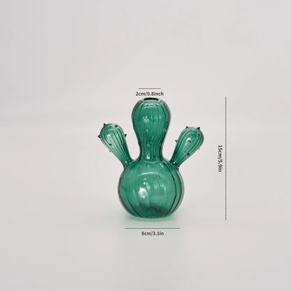Cactus Glass Vase Hydroponic Plant Living Room Decoration Aromatherapy Bottle Flower Decor Vase Tabletop Small Vase Handicraft
