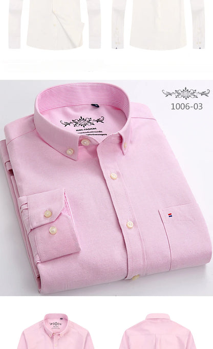 New in shirt long-sleeve shirts for men slim fit formal plian shirt single pocket office clothes soft plaid cotton designer tops