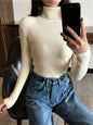 2026 Autumn Winter Sweater Women Knitted Ribbed Pullover Sweater Long Sleeve Turtleneck Slim Jumper Soft Warm Pull Femme