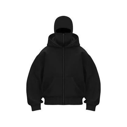 Men and Women Balaclava Y2K Gothic Harajuku Winter New Item Double Hooded Sweatshirt Men's Hooded Mask Zipper Sportswear