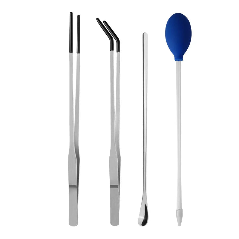 Stainless Steel Reptile Feeding Tongs With Rubber Tips Aquarium Aquarium Straight And Curved Tweezers Pet Feeding Accessories