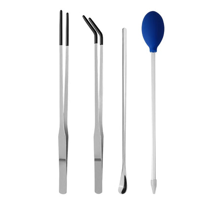 Stainless Steel Reptile Feeding Tongs With Rubber Tips Aquarium Aquarium Straight And Curved Tweezers Pet Feeding Accessories