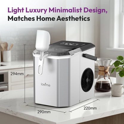 LOEFME 12kg/24h Electric Ice Maker Desktop Fully Automatic Bullet Ice Fast Ice Maker Machine Self-Cleaning Home Cafes Camping