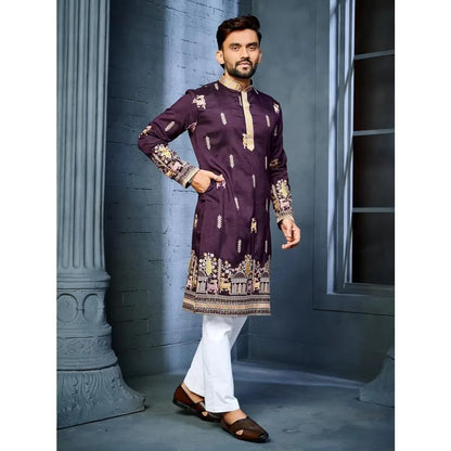 Muslim Kurtta Caftan Dubai Men'S Robe Long-Sleeved Ethnic Style Stand Collar Arabic Clothing National style Middle Eastern