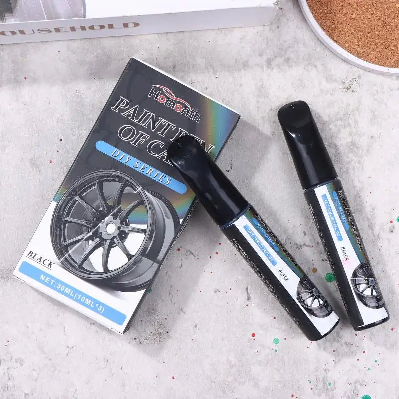 3Pcs/Black Wheel Scratch Repair Paint Marker Touch Up Pen for Car Alloy Rims Metal Surface Chip Mark Cleaner Tool