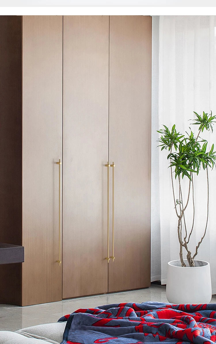 Brass long handle Nordic pure copper modern pulls simple gold light luxury pulls cabinet adjustable long handle cabinet handle