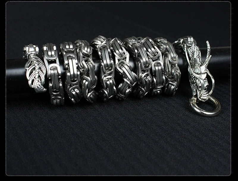 EDC Self Defense Whip Titanium Steel Necklace Fashion Chain Waist Dragon Head Pendants Bracelets Boy Gadgets For Men Cool Gifts