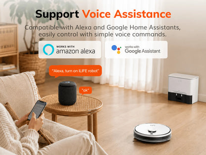 ILIFE A30 Pro Robot Vacuum Cleaner with Automatic Self-Emptying Station, 5000Pa Strong Suction, LDS Navigation, 180min Runtime, 2-in-1 Mop and Sweep , APP Control ，Home Floor Carpet Clean