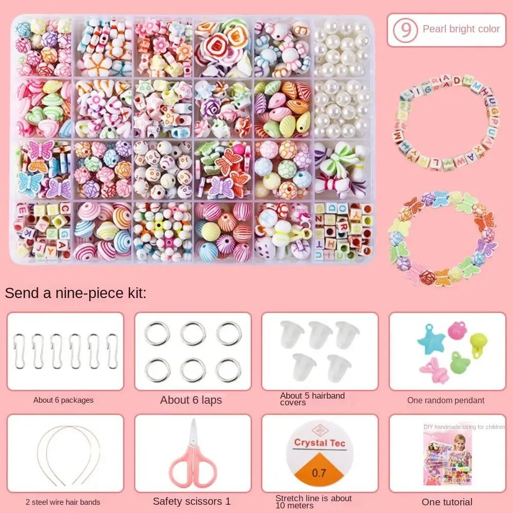 Arts Crafts DIY Handmade Beaded Kit Jewelry Set Handmade DIY Making Beads Kit DIY Creative Beads for Children Girl
