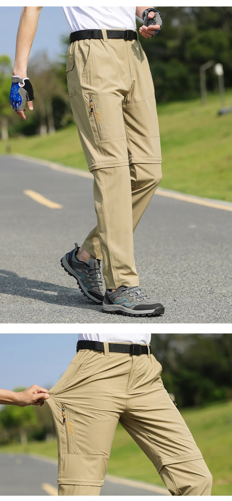 Men's 2 in 1 Convertible Hiking Pant Quick Dry Elastic Outdoor Running Cargo Trouser Summer Waterproof Fishing Camping Plus Size