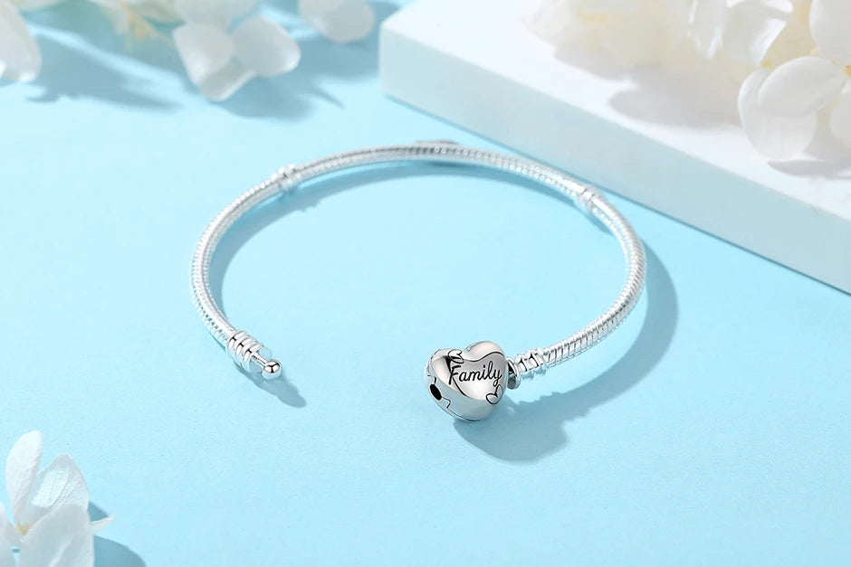 Original 925 Sterling Silver Bracelets Love Heart Moon Flower Butterfly Pave CZ Bracelets For Women DIY Jewelry Party Gift