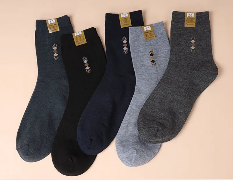 5 Pairs/Lot Men's Fashion Thickened Socks Four Seasons Leisure Breathable Deodorant Mid Tube Cotton Socks High Quality EU 38-44