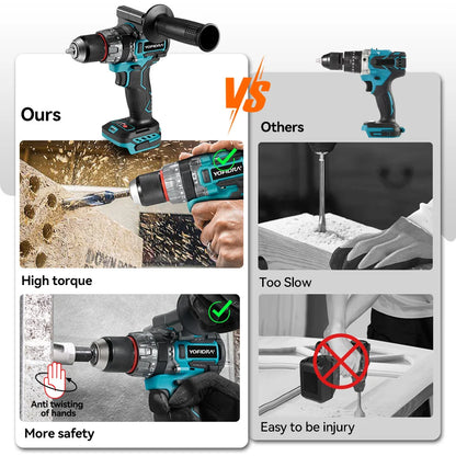 YOFIDRA 700N.M Brushless Electric Impact Drill Cordless Screwdriver Plates Soil WoodWorking Power Tool For Makita Battery Pin
