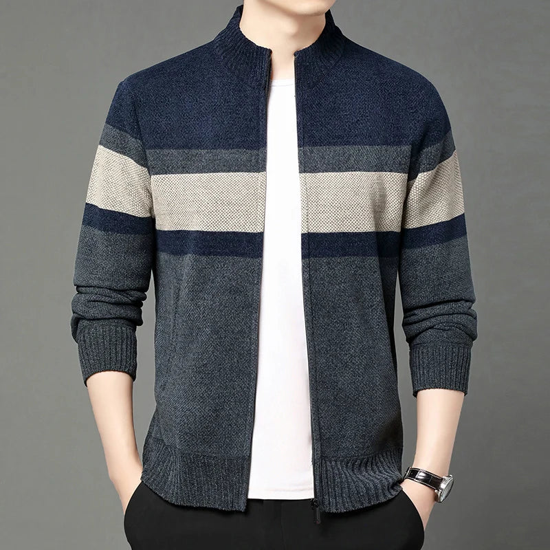 Premium Thick Chenille Fabric Warm New Brand Casual Fashion Stand Collar Men Jacket Streetwear Zipper Autumn Winter Coats
