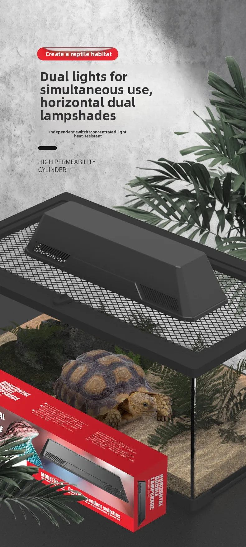 NOMOY Dual Lamp Basking Fixture - Highly Reflective Aluminum Dome for Maximum Heat & UVA/UVB Light Projection