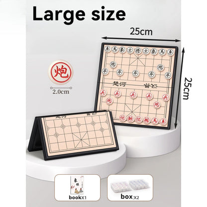 Chinese Chess Children Chess With Chessboard Magnetic Portable Magnetic Chess Pieces Solid Wood Foldable Puzzle Game With Box