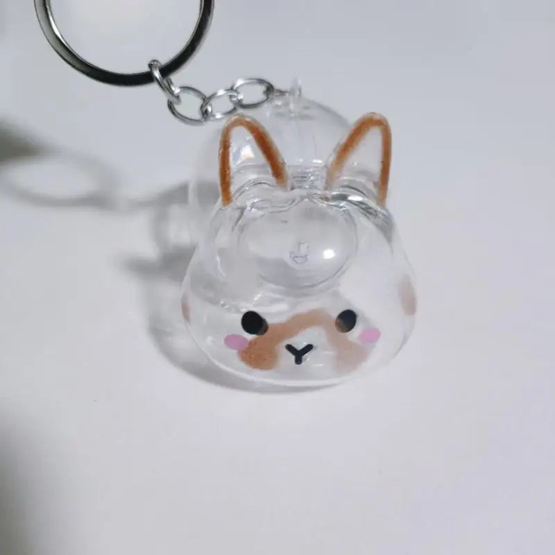 **Cartoon Pet Hair Memorial Transparent Storage Box Keyring Cute Animal Rabbit Fur Organizer Keychain Bag Pendant Pet Souvenirs